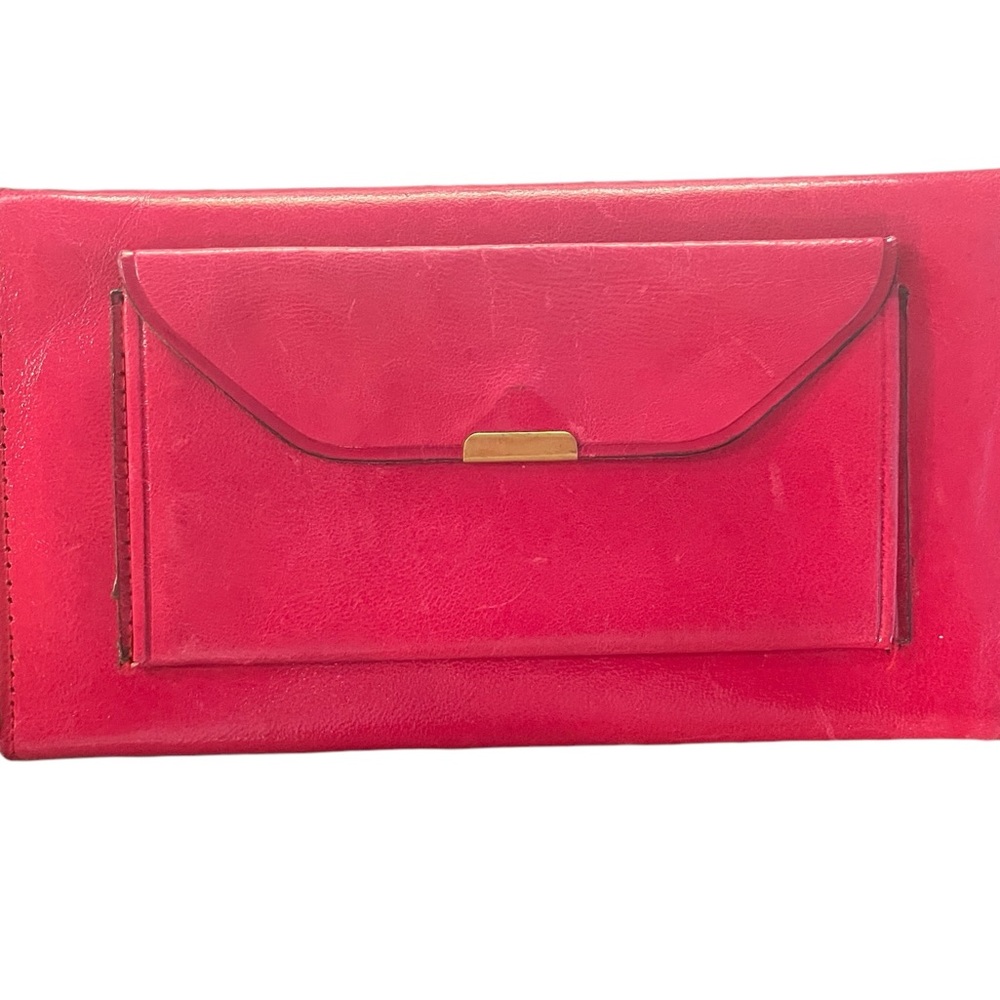 Prym pink leather long wallet, trifold. - Picture 2 of 9